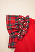 Plaid Patched Merry Pearled Ruffle Sleeve Tee