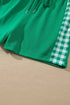 Plaid Patchwork Half Zip Pullover Short Set