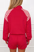 Plaid Patchwork Half Zip Pullover Short Set