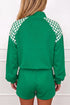 Plaid Patchwork Half Zip Pullover Short Set