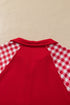 Plaid Patchwork Half Zip Pullover Short Set