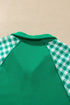 Plaid Patchwork Half Zip Pullover Short Set