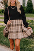 Plaid Patchwork High Waist Sweatshirt Mini Dress