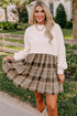 Plaid Patchwork High Waist Sweatshirt Mini Dress