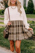 Plaid Patchwork High Waist Sweatshirt Mini Dress