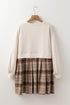 Plaid Patchwork High Waist Sweatshirt Mini Dress