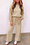 Plaid Patchwork Long Sleeve Pullover Wide Leg Pant Set