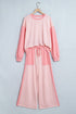 Plaid Patchwork Long Sleeve Pullover Wide Leg Pant Set