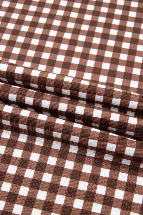 Plaid Patchwork Long Sleeve Pullover Wide Leg Pant Set