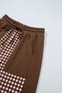 Plaid Patchwork Long Sleeve Pullover Wide Leg Pant Set