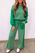 Plaid Patchwork Long Sleeve Pullover Wide Leg Pant Set