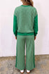 Plaid Patchwork Long Sleeve Pullover Wide Leg Pant Set