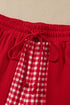 Plaid Patchwork Long Sleeve Pullover Wide Leg Pant Set