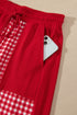 Plaid Patchwork Long Sleeve Pullover Wide Leg Pant Set