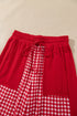Plaid Patchwork Long Sleeve Pullover Wide Leg Pant Set