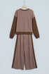 Plaid Patchwork Long Sleeve Pullover Wide Leg Pant Set
