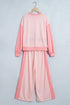 Plaid Patchwork Long Sleeve Pullover Wide Leg Pant Set