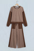 Plaid Patchwork Long Sleeve Pullover Wide Leg Pant Set