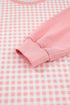 Plaid Patchwork Long Sleeve Pullover Wide Leg Pant Set