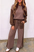 Plaid Patchwork Long Sleeve Pullover Wide Leg Pant Set