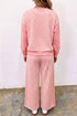 Plaid Patchwork Long Sleeve Pullover Wide Leg Pant Set