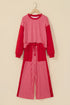 Plaid Patchwork Long Sleeve Pullover Wide Leg Pant Set