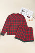 Plaid Patchwork Long Sleeve Shirt And Shorts Loungewear