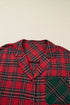 Plaid Patchwork Long Sleeve Shirt And Shorts Loungewear