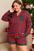 Plaid Patchwork Long Sleeve Shirt And Shorts Loungewear