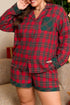 Plaid Patchwork Long Sleeve Shirt And Shorts Loungewear