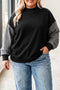 Plaid Patchwork Loose Fit Long Sleeve Cotton Pullover Sweatshirt