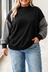 Plaid Patchwork Loose Fit Long Sleeve Cotton Pullover Sweatshirt