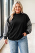 Plaid Patchwork Loose Fit Long Sleeve Cotton Pullover Sweatshirt