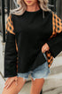 Plaid Patchwork Pumpkin Face Applique Long Sleeve Casual Top