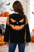 Plaid Patchwork Pumpkin Face Applique Long Sleeve Casual Top