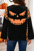 Plaid Patchwork Pumpkin Face Applique Long Sleeve Casual Top