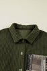 Plaid Patchwork Ribbed Corduroy Button Front Jacket