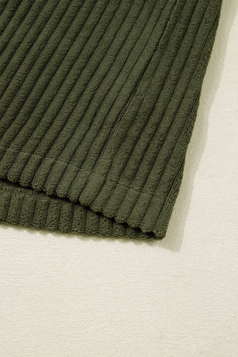 Plaid Patchwork Ribbed Corduroy Button Front Jacket