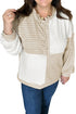 Plaid Patchwork Round Neck Corded Long Sleeve Top