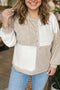Plaid Patchwork Round Neck Corded Long Sleeve Top