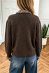 Plaid Patchwork Ruffle Border Trim Button Front Sweater Cardigan