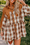 Plaid Patchwork Ruffle Hem Tunic Shirt Mini Dress