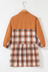 Plaid Patchwork Ruffle Hem Tunic Shirt Mini Dress
