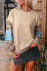 Plaid Patchwork Sleeve Raw Seam Drop Shoulder Crewneck Sweatshirt