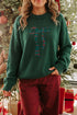Plaid Pattern Bow Detail Applique Drop Shoulder Sweater