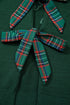 Plaid Pattern Bow Detail Applique Drop Shoulder Sweater