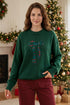 Plaid Pattern Bow Detail Applique Drop Shoulder Sweater