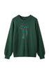 Plaid Pattern Bow Detail Applique Drop Shoulder Sweater
