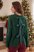 Plaid Pattern Bow Detail Applique Drop Shoulder Sweater