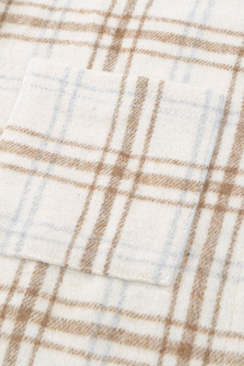 Plaid Pattern Buttoned Shirt Coat With Slits